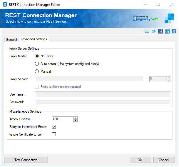 SSIS SendGrid Connection manager - Advanced settings